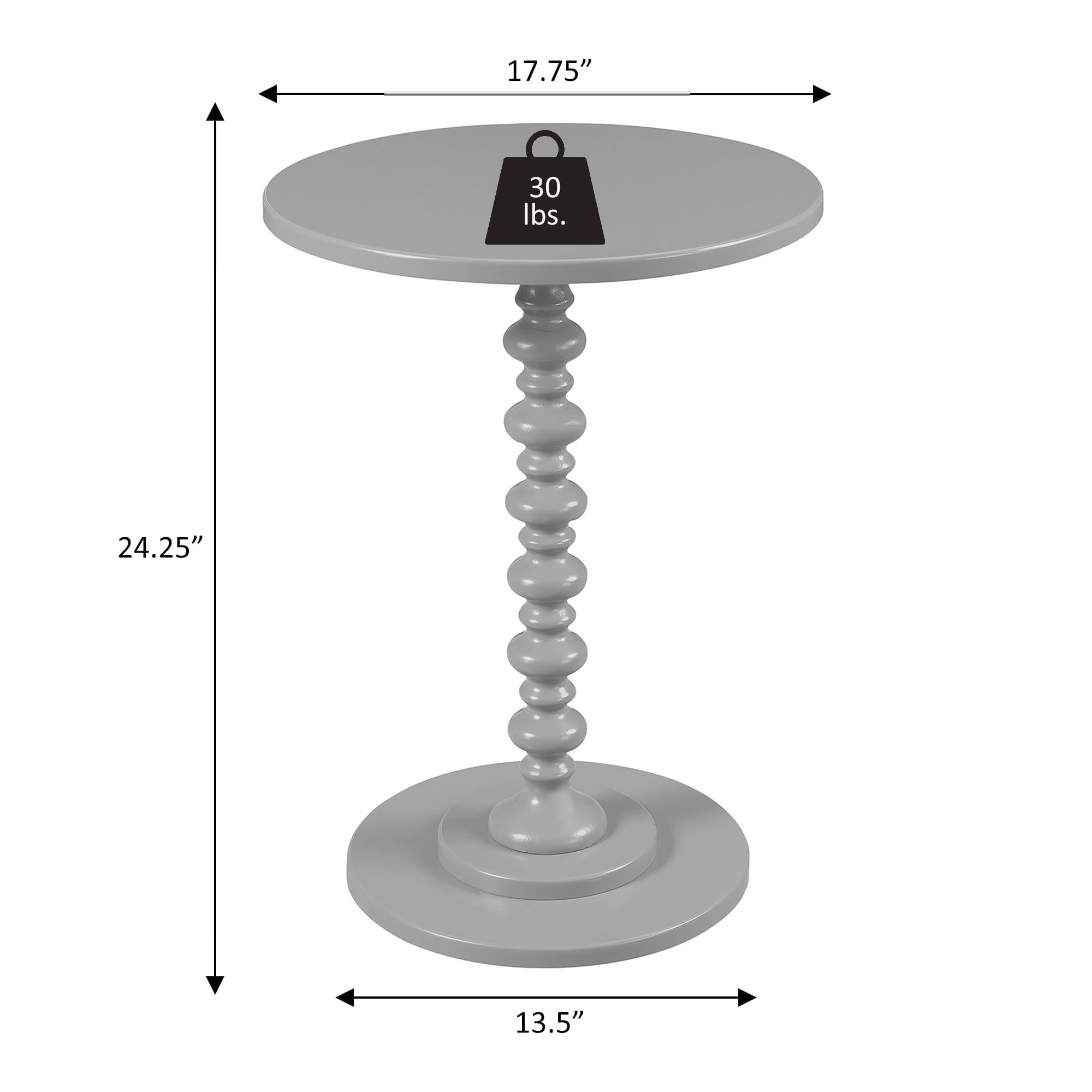 Convenience Concepts 131355GY Palm Beach Spindle Table, Gray