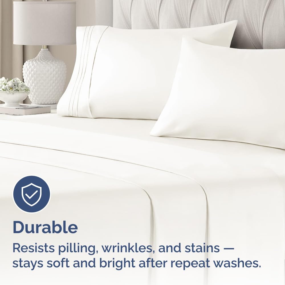 Queen Pillow Cases by [Brand Name] - Ultra Soft Hotel Quality Covers | Comfy, Wrinkle-Free & Fade Resistant - 4 Piece Set in Antique White