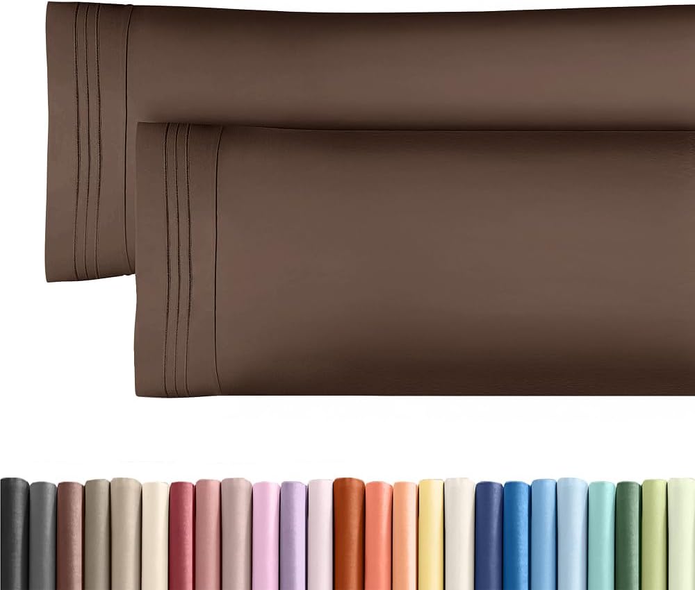 Skiennix Body Pillowcases Set of 2 | Soft, Breathable 20x54 Long Pillow Covers for Side Sleepers - Wrinkle & Fade Resistant, Machine Washable (Brown)
