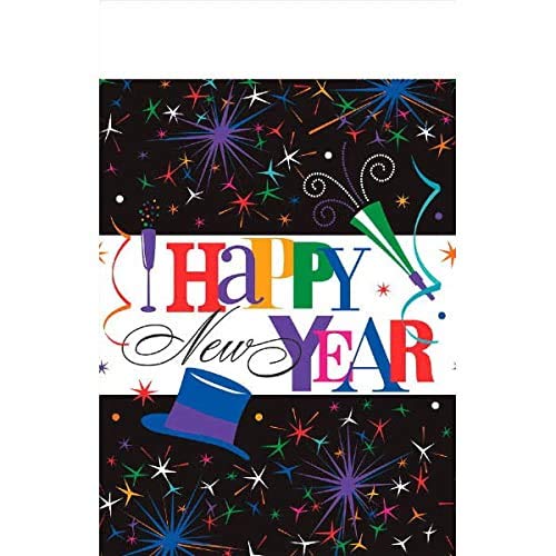 Amscan 671441 Ring in the New Year Plastic Table Covers, 3 Ct. | Party Tableware 54" x 102"