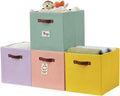 DECOMOMO Storage Baskets - 13x15x13 Cube Bins with Labels for Organized Shelves | 4-Piece Rainbow Set