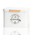 SACREDAY Laundry Pods Holder with Hinged Lid, Farmhouse Space-Saving Metal Container for Laundry Room Decor Organization and Storage, Detergent Dispenser for Efficient Laundry Room Use(Cream)