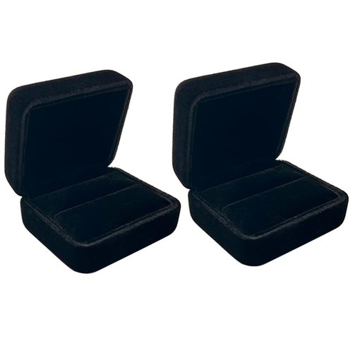 GBYAN 2 Pieces Velvet Ring Box, Jewelry Display Gift Box, Ring Case for Proposal,Engagement, Wedding,Black