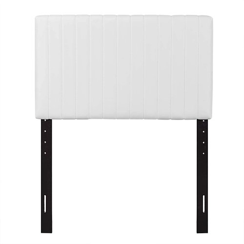 Modway Keira Channel Tufted Faux Leather Upholstered Twin Headboard in White