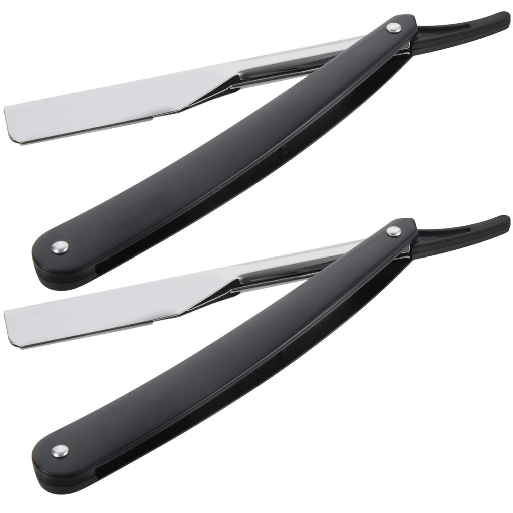 Uonlytech Manual Straight Edge Razor - Portable Black Barber Blade for Precise Shaving & Beard Styling