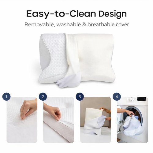 MOYEE Cervical Pillow Sleep Apnea for Side Sleepers, Side Sleep Pillow with Arm Groove, Ergonomic Memory Foam Pillow for Neck Shoulder Comfort, Reduces Arm Pressure, for Side, Back Stomach Sleepers