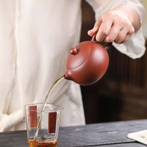SILINE Fine Yixing Clay Teapot Series,Chinese Genuine Handmade Tea Pot 7.8 Oz with Filter,Infuse Brew Kungfu Tea Maker (Xishi,Yixing Zhuni Red Clay)