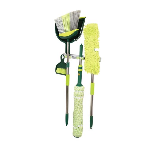 Pine-Sol Broom & Mop Cleaning Set - All-in-One Floor Cleaning Kit with Angled Broom and Dustpan, Twist & Microfiber Mops, Mini Dustpan with Brush, and Wall Mount Storage Rack - 7 Pieces