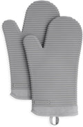 KitchenAid Ribbed Silicone Oven Mitts - 2-Pack Set, 7.5"x13", Heat Resistant, Grey