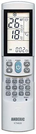 Anderic KTN828 Air Conditioner Remote Control, White – Universal, Compatible with Many Mini-Split, Window, Wall & Portable AC Units – Easy Programming, Backlit LCD, Intelligent Cool & Heat Modes