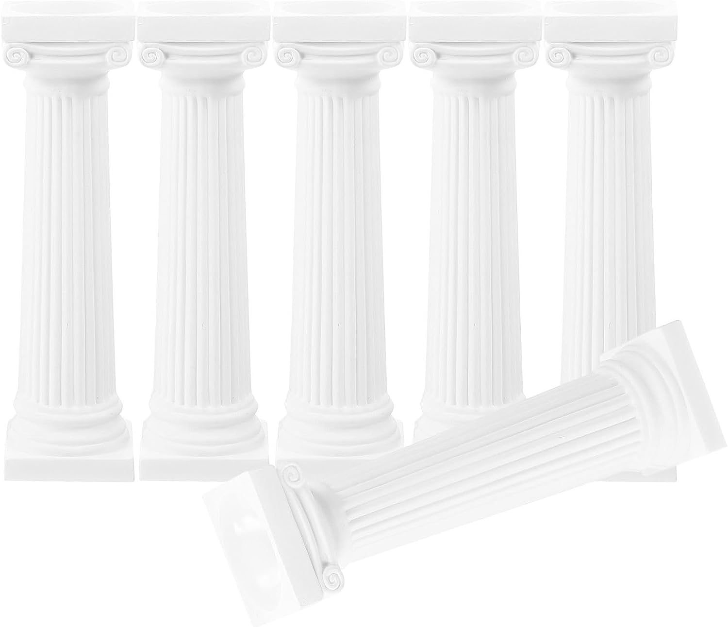 VICASKY Roman Pillar Statues - 6 Pcs Greek Column Decor for Weddings & Photography | White Miniature Columns 4.92 Inch