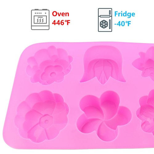2 Packs 6-Cavity Silicone Flowers Shap Mold Assorted Silicone Flower Soap Mold Mixed Tulip Mold DIY Soap Molds for Handmade Chocolate Biscuit Cake Muffin Jelly Ice Cube