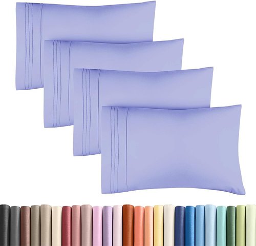 King Standard Pillow Cases by King - Soft Hotel Quality Pillowcase Covers - 4 Piece Set in Lavender