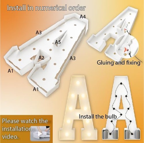 HXWEIYE 3FT Light Up Marquee Letters - Giant Baby Shower & Party Decor | Warm White Mosaic Balloon Frame
