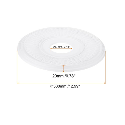 PATIKIL Ceiling Medallion, 13" OD x 3.43" ID PU Decorative Ceiling Light Medallion Chandelier Medallion Traditional Ceiling Light Cover Plate for Ceiling Light Fixtures Fans, White