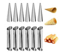 COMZPLIFE 12pcs Cream Horn Molds, Stainless Steel Cannoli Forms Tubes Kits, Baking Cones, Roll Horn Forms, Non-stick Baking Molds for Danish Pastry Lady Lock Form, Cream Roll, Croissant(Mix)