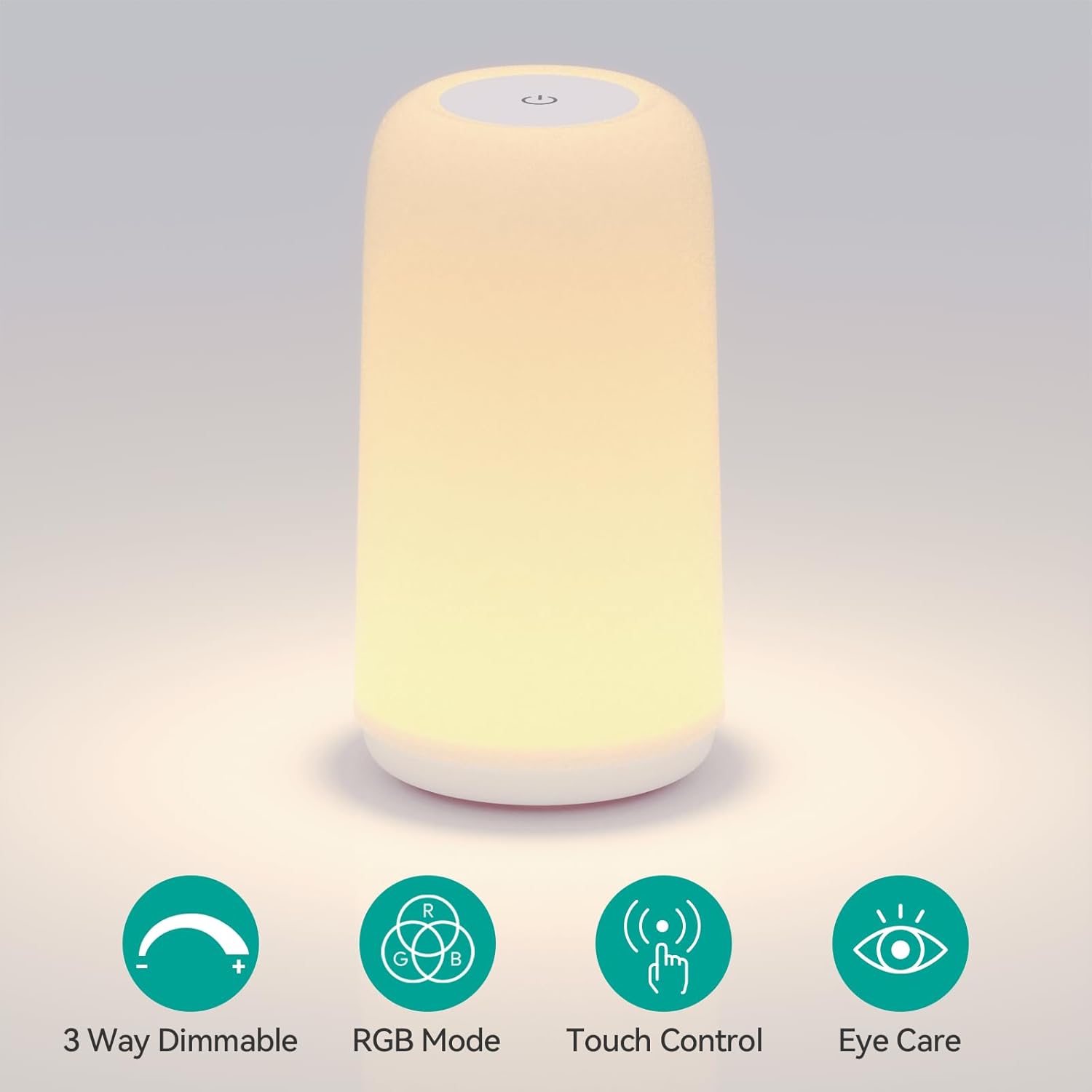 ROOTRO Touch Bedside Table Lamp - 3-Way Dimmable LED with RGB Mode & Warm White Light | Small Nightstand Lamp for Bedroom & Living Room