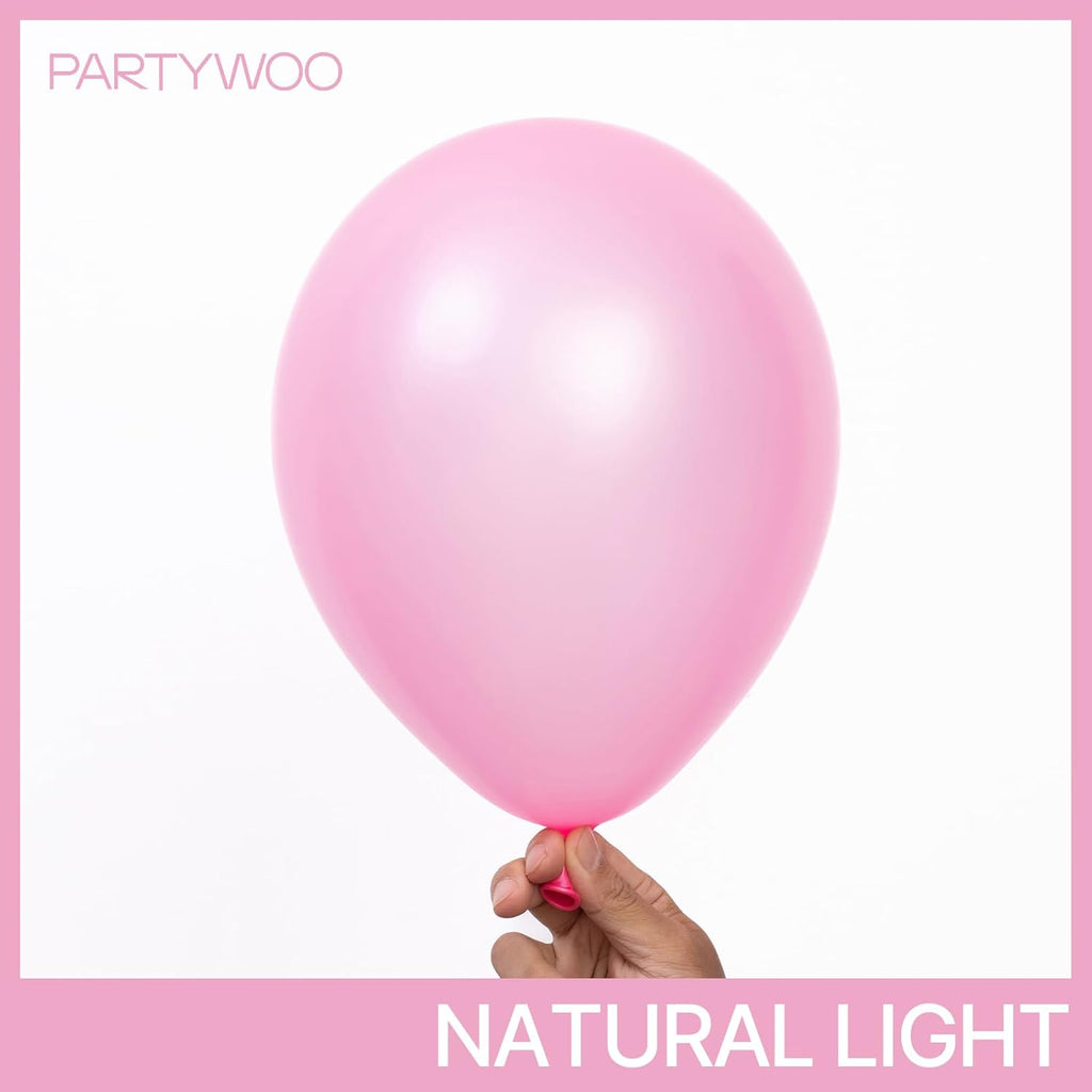 PartyWoo Pearl Pink Balloons - 140-Piece Arch Kit with Various Sizes for Baby Showers & Birthday Parties