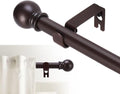 GXOACKJ Heavy-Duty Curtain Rods - Decorative Brown Metal Set for Windows 28-78 Inches