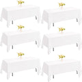 JALANCY 6 Pack Rectangle White Table Cloth Bulk Washable Polyester Table Cover for Wedding Dining Table Buffet Parties Banquet Decoration（60x102Inch, White）