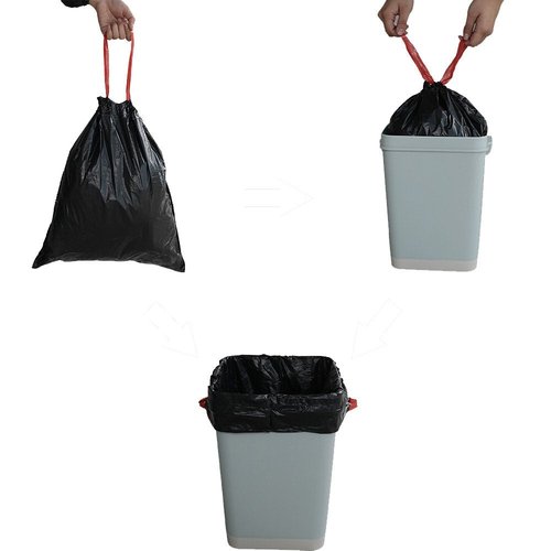 Begale 3 Gallon Drawstring Trash Bags, Black, 110 Counts/ 3 Rolls