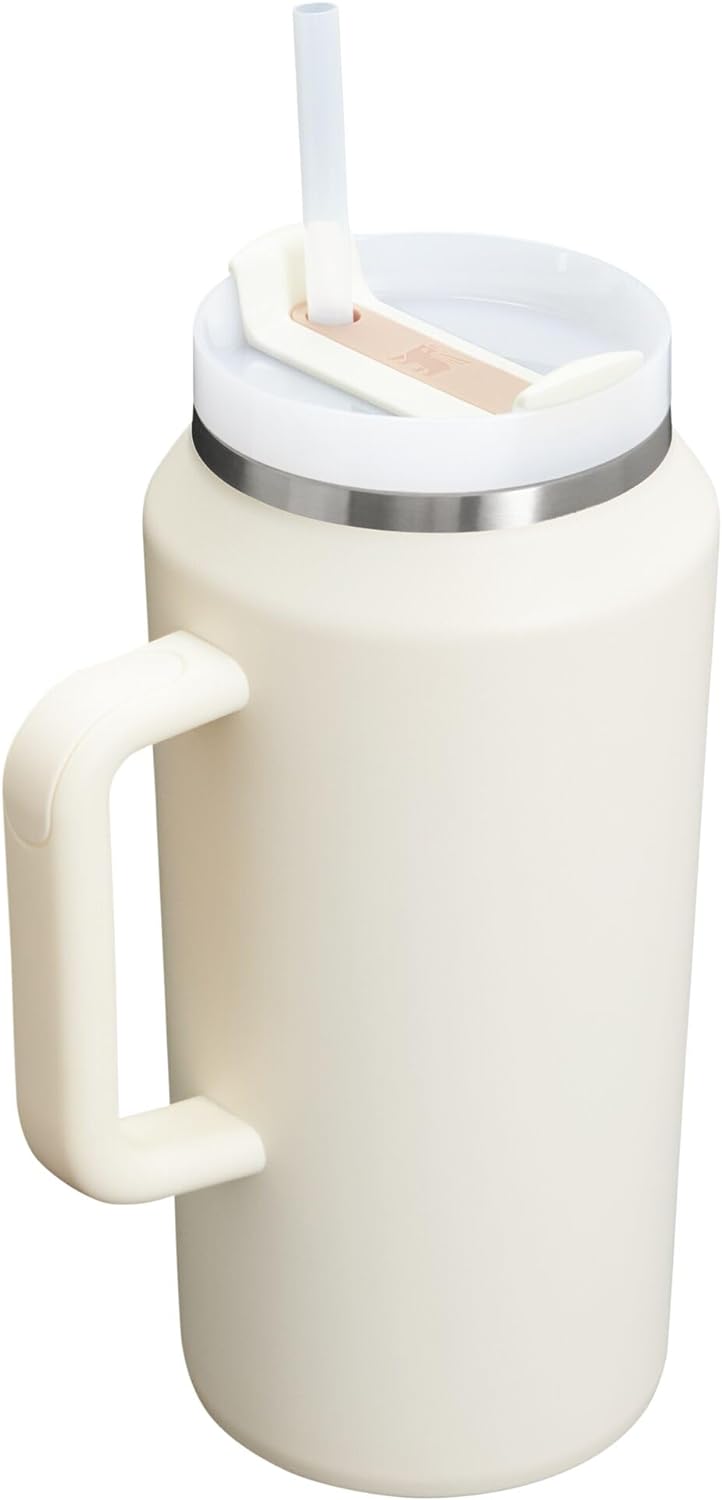 STANLEY Quencher H2.0 Tumbler - 64 oz Insulated Stainless Steel Cup with Handle & Straw | BPA-Free Cream 2.0