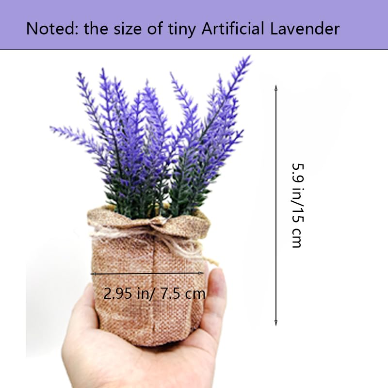 1 Pack Fake Flowers Purple Artificial Lavender Potted Bunches Small Faux Lavender Plants for Window Patio,Rustic Farmhouse,Wedding Centerpieces,Indoor Outdoor Decorations,Home Vase Fillers