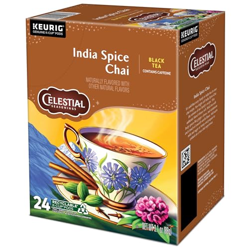 Celestial Seasonings India Spice Chai Black Tea, Single-Serve Keurig K-Cup Pods, 96 Count