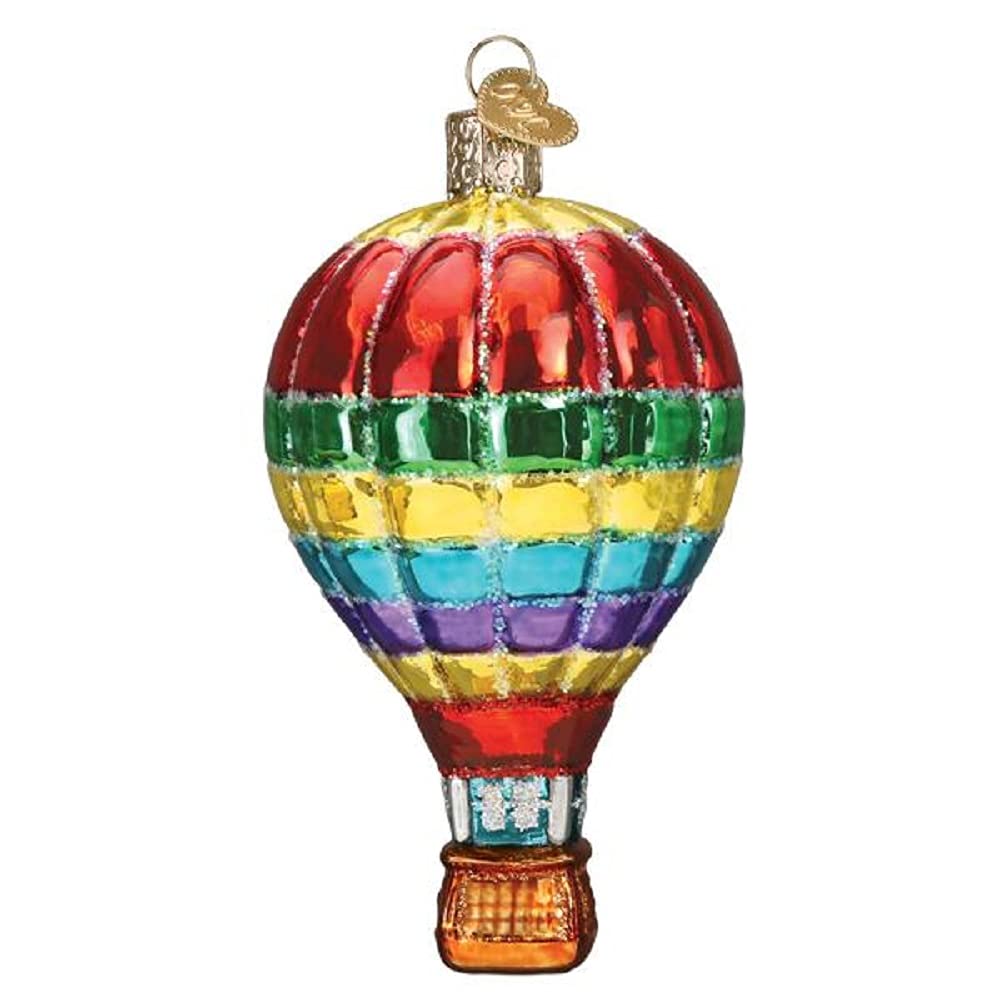 Old World Christmas Vibrant Hot Air Balloon Glass Blown Ornament for Christmas Tree, Handcrafted Holiday Decoration, Transportation Collection