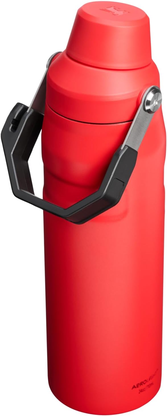 Stanley IceFlow Water Bottle 24 oz - Fast Flow Angled Spout Lid | Lightweight, Leakproof, Insulated | BPA-Free, Chili Black