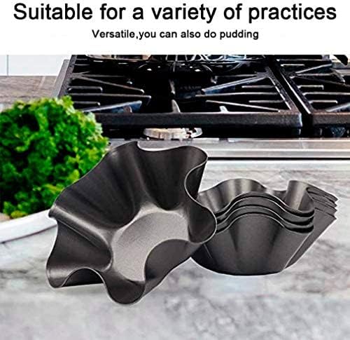 Skiennix 6-Pc Tortilla Pan Set | Non-Stick Fluted Taco Salad Bowl Makers, Carbon Steel