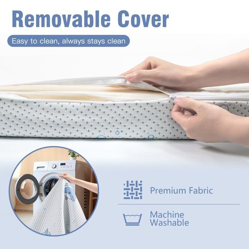 GOODFINDS Pack and Play Mattress, 38"x26" High Density Soft & Firm Memory Foam Pack N Play Mattresses, Baby Mattress for Pack and Play for Pack N Play with Non-Slip Bottom Washable Cover