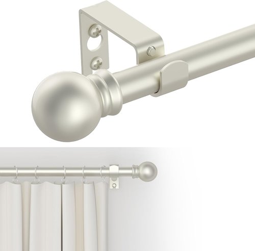 GXOACKJ Curtain Rods - Heavy Duty 5/8 Inch Decorative Metal Set for Windows 32-48 Inch