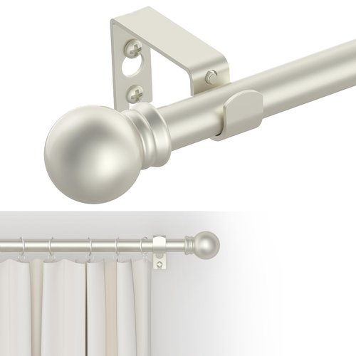GXOACKJ Curtain Rods for windows 32-48 inch, 5/8 inch Decorative Nickel Splicing Heavy Duty Metal Curtain Rod set with Brackets