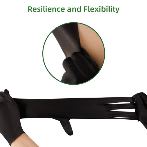 Keoely Black Nitrile Disposable Gloves Pack of 100, Latex Free Safety Working Gloves for Food Handle or Industrial Use,Large(Pack of 100)