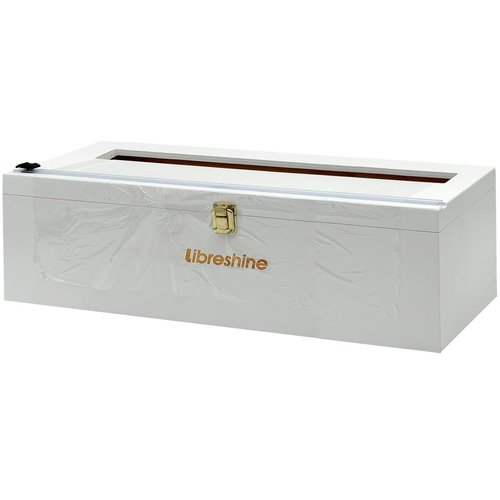 Libreshine White 18 Inch Plastic Wrap Dispenser with Slide Cutter & Roller, Heavy Duty Bamboo Commercial Film Wrap Holder for 3000ft Food Service Cling Film, 1000ft Foil, Butcher/Freezer/Kraft Paper