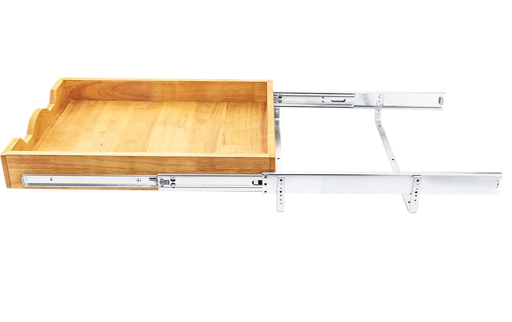 DINDON 1 Tier Pull Out Cabinet Organizer (20" W x 21" D) Single Tier Heavy Duty Slide Out Wood Drawer Under Sink Shelf Organization Storage