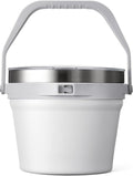 COKTIK 7L Insulated Ice Bucket with Lid，Double Wall Vacuum Stainless Steel Beverage Bucket Keeps Frozen Longer，Holds 6 Longnecks or 3 Bottles of Wine，for hot food, Large Parties(No Accessories, White)