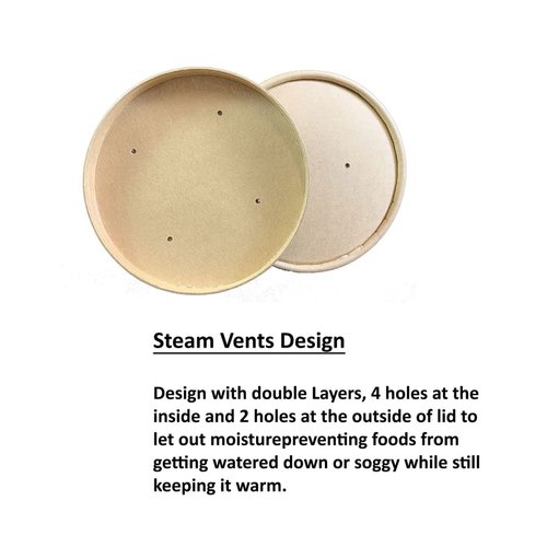 DHG PROFESSIONAL 250 Sets Kraft Paper Food Containers With Vented Lids, To Go Hot Soup Bowls, Disposable Ice Cream Cups - Kraft