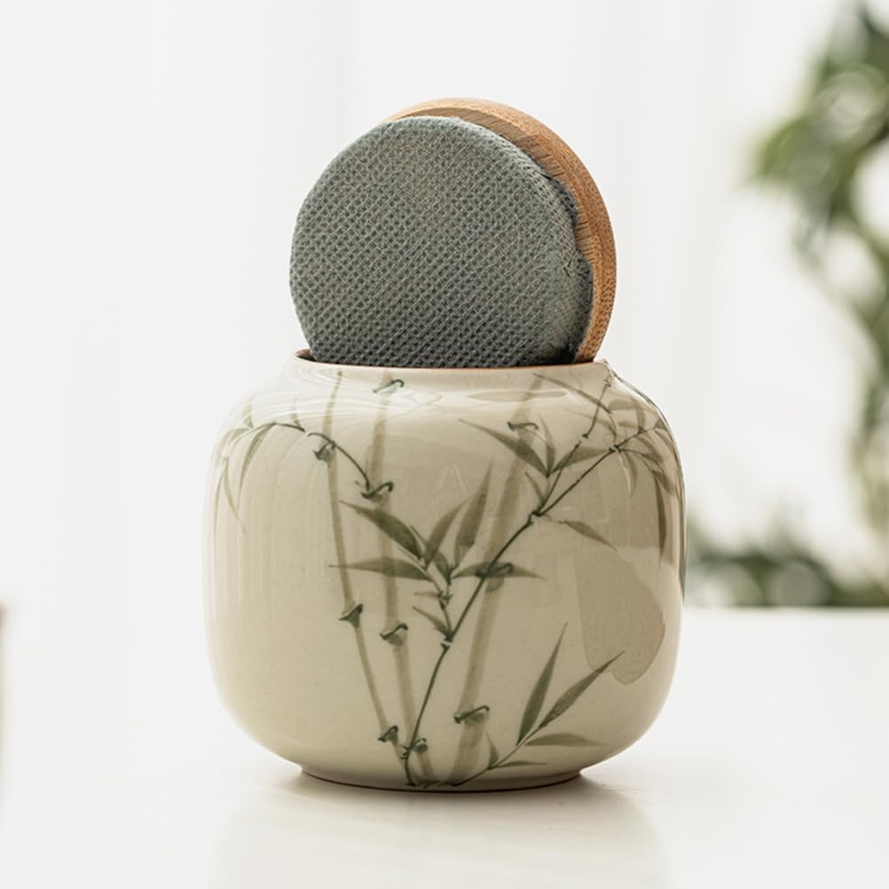 MAGICLULU 2Pcs Ceramic Tea Jars with Airtight Seals Decorative Loose Leaf Tea Containers for Kitchen Storage 3.22X3.14X1.88In Home Use Panda Design