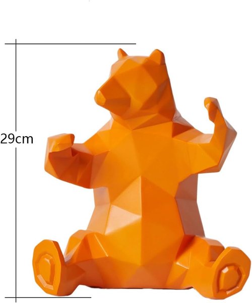 Bear Sculpture Statue - Modern Polyresin Animal Figurine for Home Decor | 9-Inch Yellow Gift