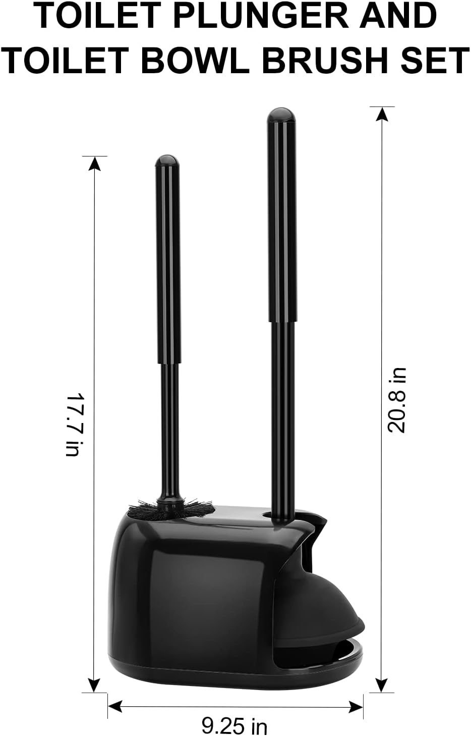SetSail Toilet Brush and Plunger Set | Heavy-Duty Bathroom Cleaning Tools - Black