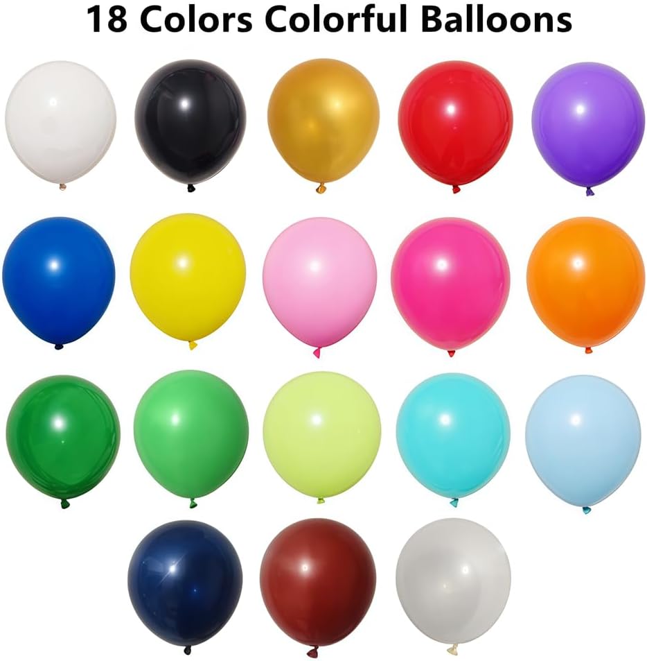 Rainbow Balloons by [Brand Name] - 100 Pcs Assorted 18-Inch Latex Balloons for Parties & Celebrations