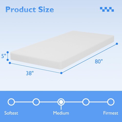 FDW 5-Inch Twin XL Gel Memory Foam Mattress - Medium Firm | CertiPUR-US Certified | Pressure Relief & Cooling Cover