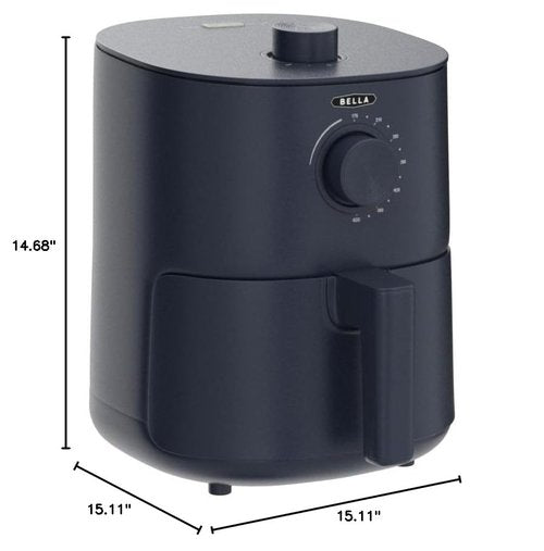 BELLA 2.9QT Manual Air Fryer, No Pre-Heat Needed, No-Oil Frying, Fast Healthy Evenly Cooked Meal Every Time, Removeable Dishwasher Safe Non Stick Pan and Crisping Tray for Easy Clean Up, Matte Blue