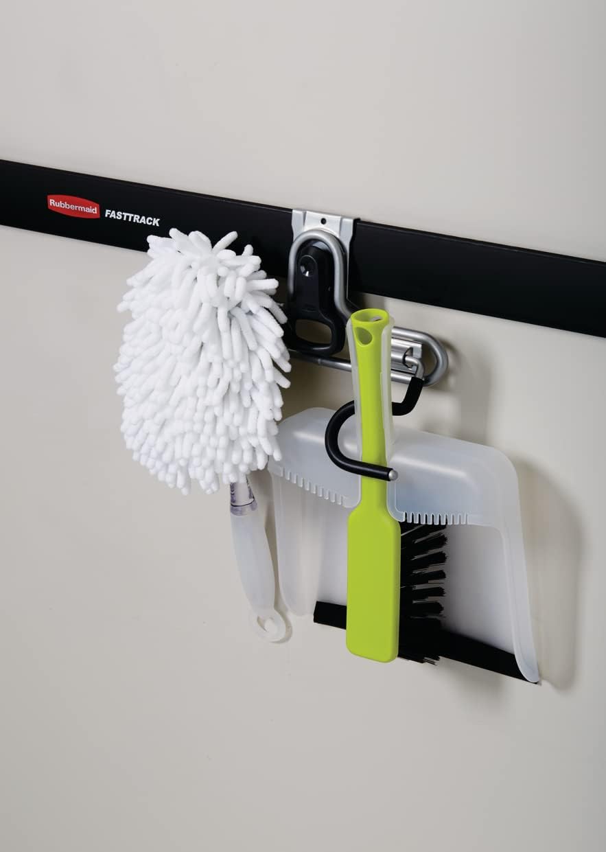 Rubbermaid FastTrack 2-Handle Hook - Space-Saving Garage Storage Solution | Metallic Powder-Coated Steel for Rakes, Brooms, Toys, Ladders