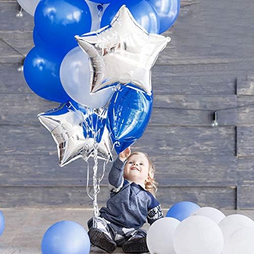Skiennix 18" Blue Star Foil Balloons - 24 Pcs for Baby Showers, Gender Reveals & Weddings