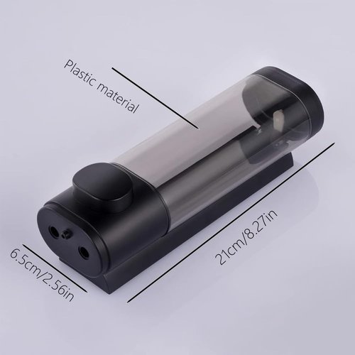 Manual Bathroom Wall Mounted Soap Dispenser, 10oz/300ml Single Black Bathroom Shampoo and Conditioner Dispenser, Clear Plastic Refillable Liquid Lotion Pump Dispenser and Organizer