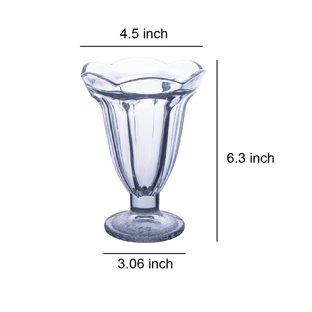 Chefcaptain Set Of 4 Extra Large 10 Oz Milkshake Glasses And Sundae Cups, Thick Clear Glass Tulip Design, Zero Lead Dishwasher Safe