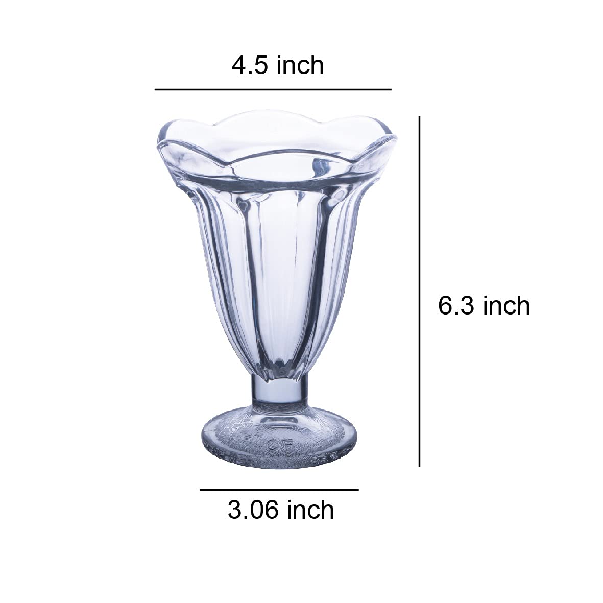 Chefcaptain Set Of 4 Extra Large 10 Oz Milkshake Glasses And Sundae Cups, Thick Clear Glass Tulip Design, Zero Lead Dishwasher Safe